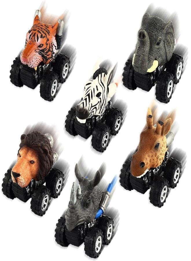 CHIMAGER Jungle Themed Pull Back Animal Monster Car Vehicle Toy with Big Tire Wheel for 3+ Years Old Boys and Girls - Pack of 6 - Image 5